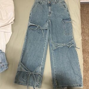 Cider Blue Flare Jeans with Bow Details